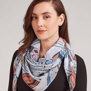 VTG MCM Chiffon Scarf Art to Wear Southwestern Geometric Abstract 21" Square